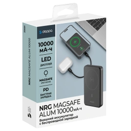 Внешний аккумулятор Deppa NRG MagSafe Alum 10000 mAh 33691 Gray