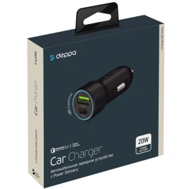 Автомобильное зарядное устройство Deppa 20W USB-A/USB-C 11298 Black