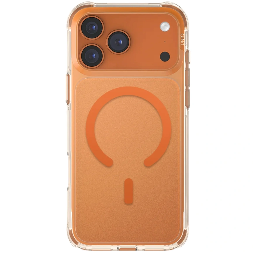 Чехол Uniq LifePro Xtreme Anti-FingerprintSlim Hybrid Case with MagClick для iPhone 17 Pro Max Frost Clear/Volt Orange фото 2