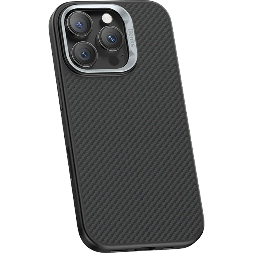 Чехол Benks Kevlar ArmorPro Case with MagSafe 600D для iPhone 16 Pro Max Black/Metal Frame фото 4