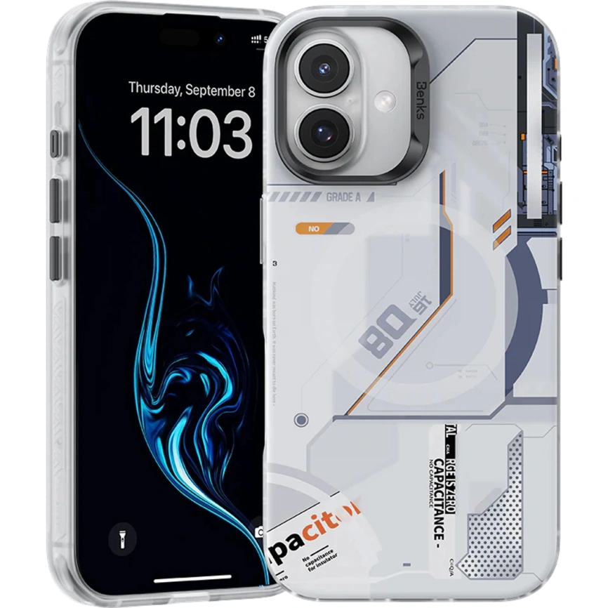 Чехол Benks Magnetic Perspective-Mecha Case with MagSafe для iPhone 16 White фото 1