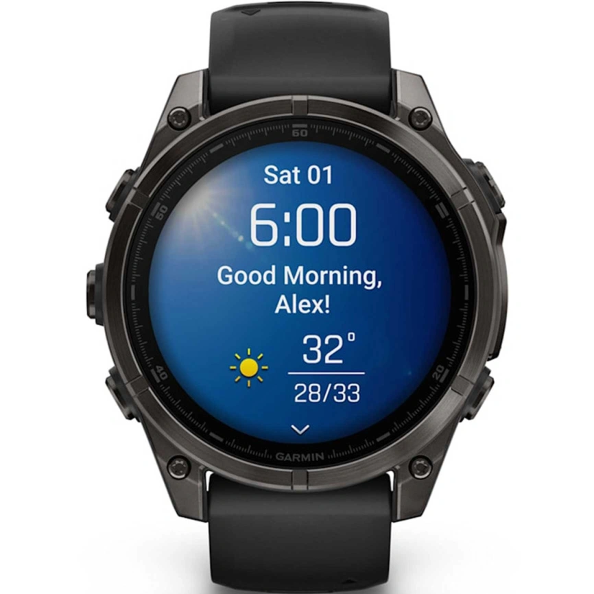 Смарт-часы Garmin Fenix 8 47mm Amoled Sapphire (010-02904-21) Carbon Gray DLC Titanium with Black/Pebble Gray Silicone Band фото 2